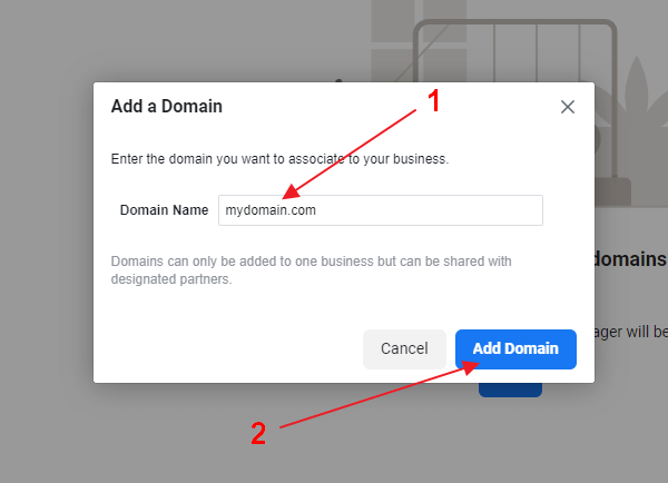 facebook business manager domain